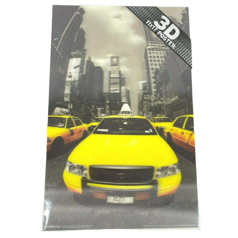 New York City Taxi Cab Yellow Lenticular 3D‎ Poster